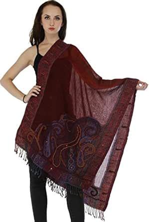 Buy Exotic India Women's Wool Stole (SWN91_Multicoloured_Free Size) at ...