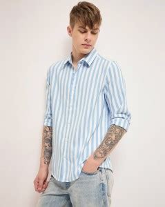 U TURN Men Striped Casual Blue Shirt - Buy U TURN Men Striped Casual ...