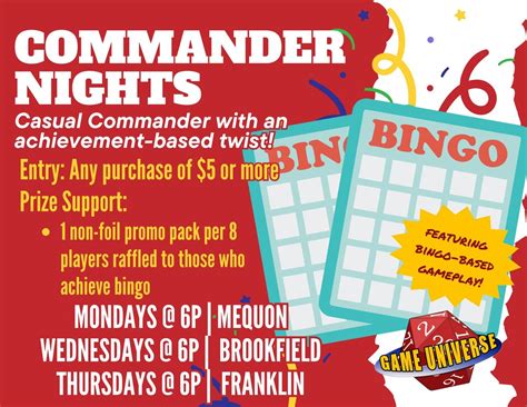 Commander Nights, Game Universe - Brookfield, 12 November 2025 | AllEvents