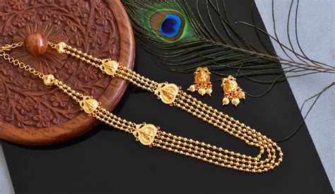 DREAMJWELL - Gold replica Lakshmi designer multi layer designer haar s ...