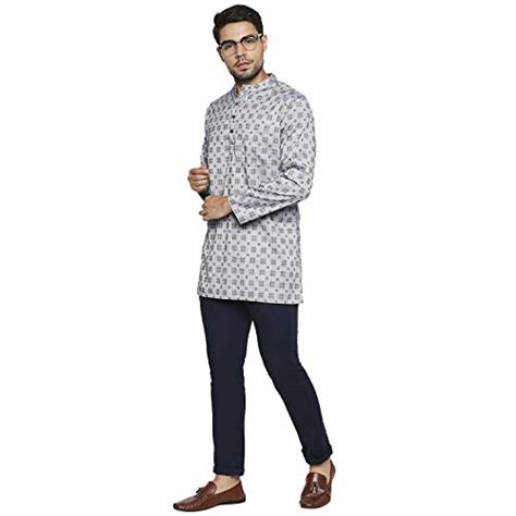 Buy VIVIDS INDIA Men's Cotton Mid Length Kurta (MK-20_Grey_S) at Amazon.in