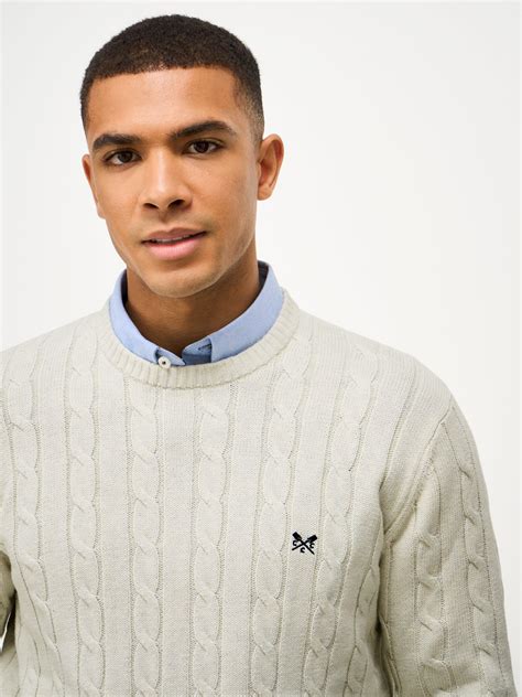 Crew Clothing Oarsman Cotton Cable Knit Jumper, White