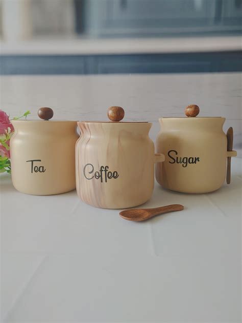 Brew Blossom Sweetness Solid Ceremic Tea,Coffee ,Sugar Canisters 500ml ...