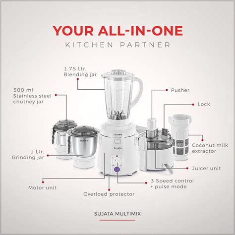 Sujata Multimix Juicer Mixer Grinder|900 Watts Double Ball Bearing Mot ...