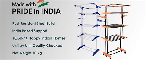 PARASNATH 3 Poll Steel Blue Colour Cloth Drying Stand Multiple Folding ...