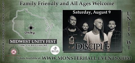 Disciple at Midwest Unity Fest, Monster Hall Events, Unity, 9 August ...