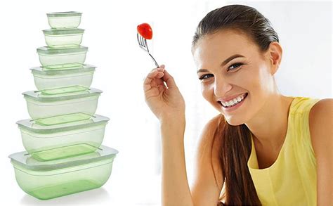 IMOX Pack of 7 Store Fresh BPA-Free Plastic Fridge Storage Containers ...