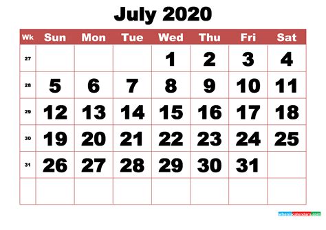 2020 Calendar (PDF, Word, Excel)