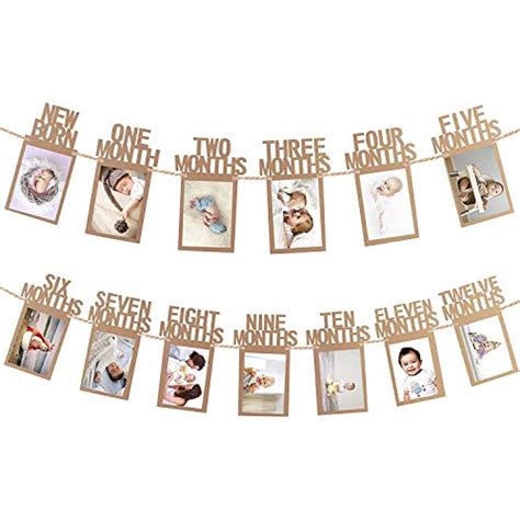 Storio 1-12 Month Photo Frame Banner - Paper Banner For First Birthday