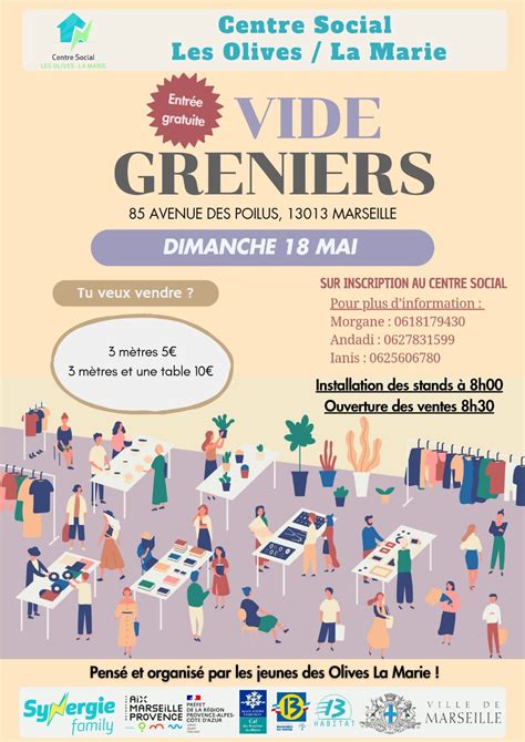 ? VIDE-GRENIERS - CENTRE SOCIAL LES OLIVES / LA MARIE ?, 85 avenue des ...