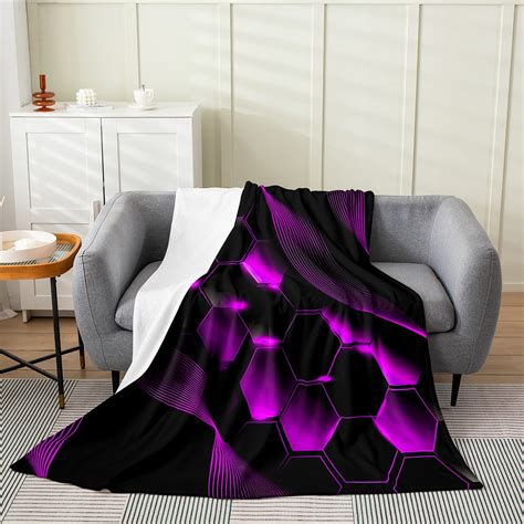 Purple Black Honeycomb Throw Blanket Baby 30x40 for Kids Teens,Boys ...