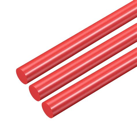 uxcell 3pcs Plastic Round Rod 1/2 inch Dia 20 inch Length Red (POM ...
