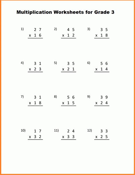 Image result for Printable Worksheet for 3rd Grade Multiplication