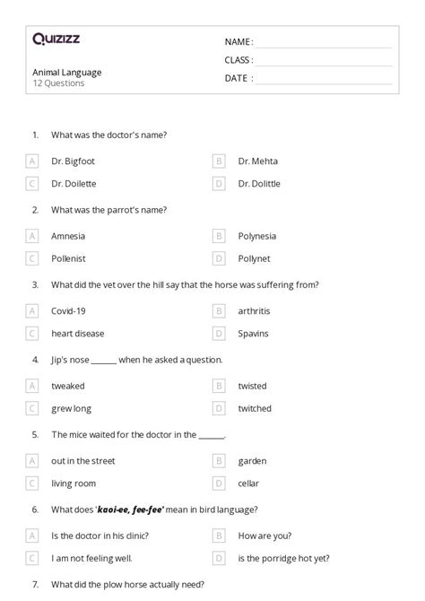 50+ Language worksheets for 5th Class on Quizizz | Free & Printable