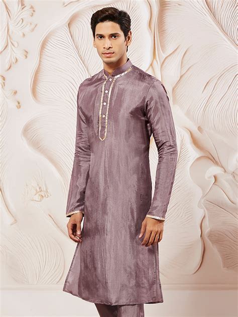 Men's Lavender Tissue Silk Kurta – vastramay