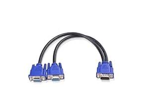 ADNET VGA Y Splitter Cable for 1 Computer to 2 Monitors Dual Display ...