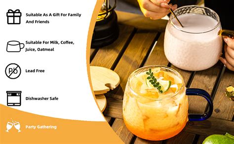 Buy KELVEE Glass Coffee Mugs with Wooden Lid & Spoon Set Glasses 410ml ...