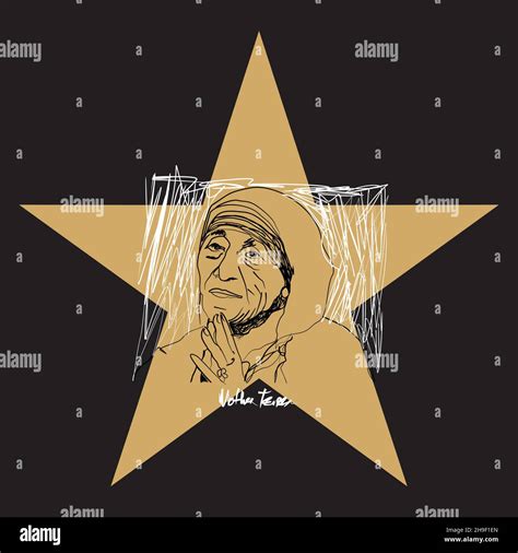 Mother Teresa sketch and gold star Stock Vector Image & Art - Alamy