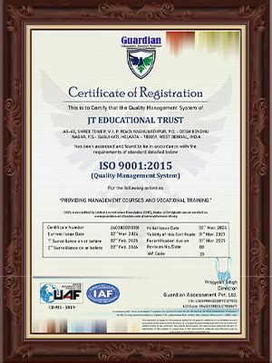 Certificates & Industry Recognition| JT College of Management Studies