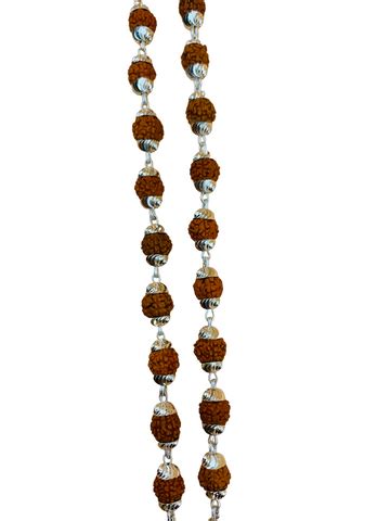 Real Silver Cap Rudraksha Mala – Divine Origin India