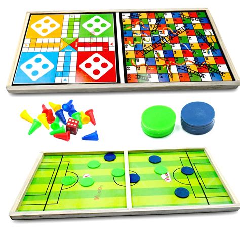 Buy VikriDA 3 in 1 String Hockey Table Board with Ludo and Snakes ...