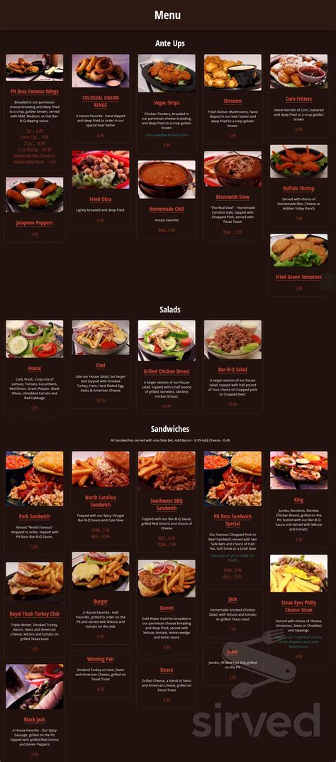 Pit Boss Bar-B-Q menu in New Port Richey, Florida, USA