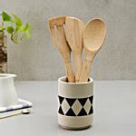 Buy bb home Earth Cutlery/ Pen Holder, Hand Painted Ceramic - Abstract ...