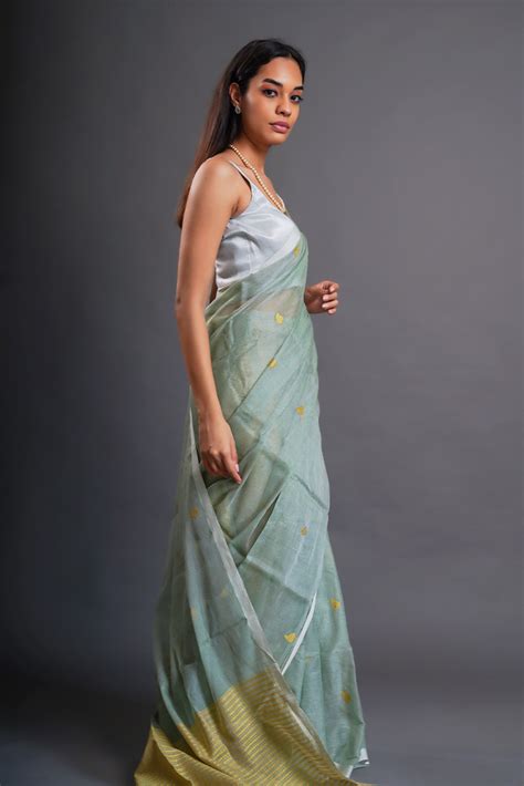 Stitches Cotton Mulberry Silk Kota Saree with Brook Greenand Lime ...