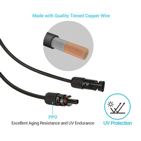 AIMS Power 10 AWG PV Wire Extension 100 Ft Extension Cable ...