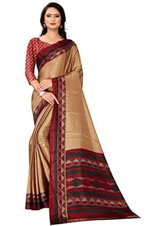 Miraan Women Crepe Silk Blend Saree With Blouse Piece (BANNAK1720 ...