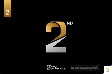 Gold silver number 2 logo icon design on black background 2nd birthday ...