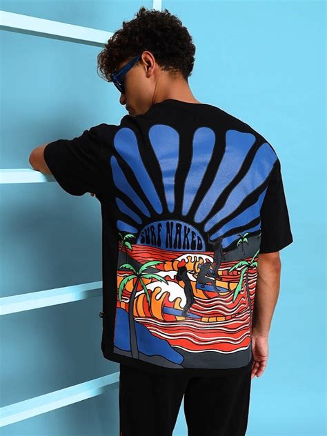 shiny black Over-Sized T-Shirt (Black)