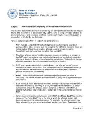 Whitby Noise Bylaw - Fill and Sign Printable Template Online