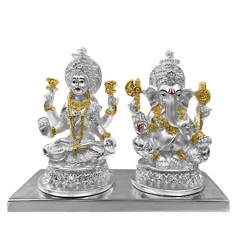 Diviniti 999 Silver Laxmi Ganesh Idol Statue Divine Emblem of Prosperi ...