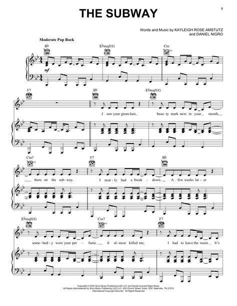 Download The Subway Sheet Music PDF - Chappell Roan | Super Easy Piano ...