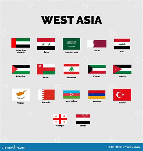 Middle Eastern Country Flags Middle East Countries Flags Stock
