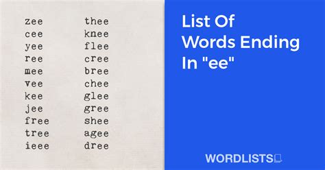List Of Words Ending In "ee"