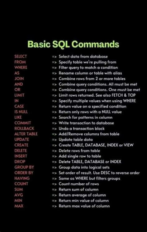 SQL Commands Learn Coding 的图像结果
