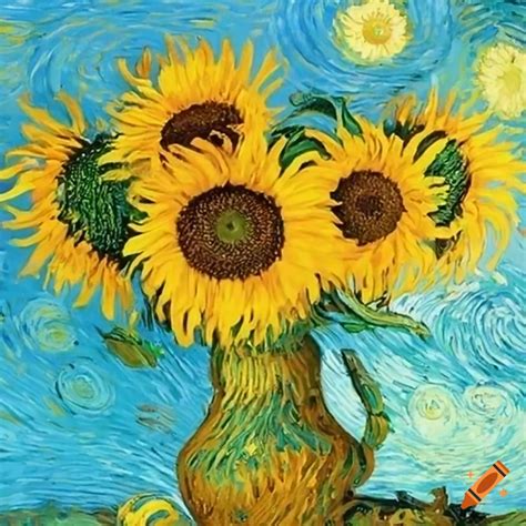 Van Gogh's famous sunflower painting on Craiyon