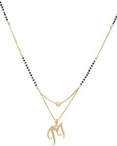 Buy JETWAL M name Letter Diamond Attached Alphabet Pendant 18 Inch ...
