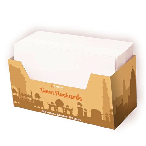 Turron Big 3 x 5 inch White Flash Cards Tray - 200 GSM, 150 Cards ...