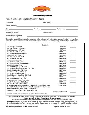 Fillable Online Rewards Redemption Form - bdpmincbbcomb Fax Email Print ...
