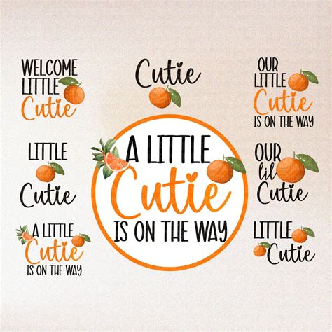 Little Cutie Clipart Set: Tangerine Baby Shower PNG (digital Download ...