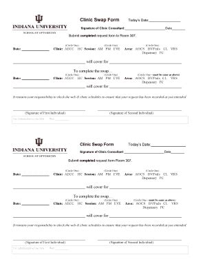 Fillable Online opt indiana Clinic Swap Form - Indiana University ...