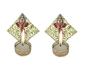 Buy Uniqon (Set of 2) Lord Ganesha Round Tealight Hanging Candle Stand ...