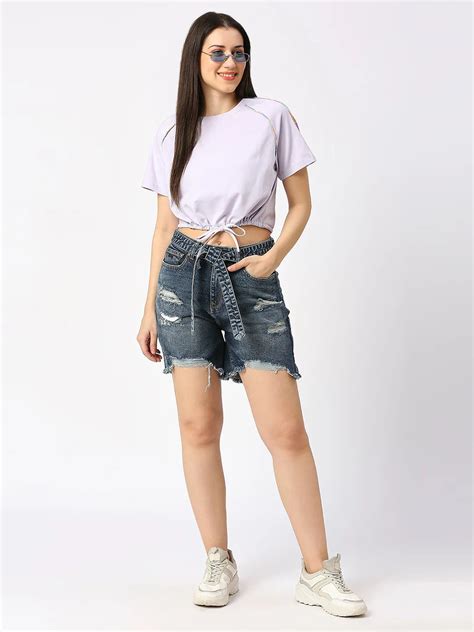Being Human Women Boxy Crop Fit Crew Neck-Pastel Lilac – beinghuman ...