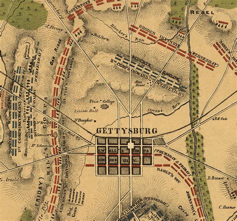 Map of the Battle of Gettysburg Pa. July 1st 2nd & 3rd - Etsy