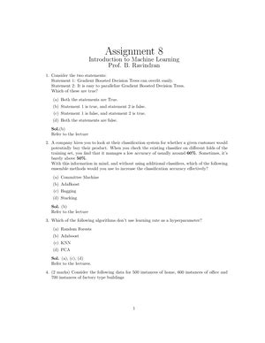 Assignment 10 - Assignment 10 Introduction to Machine Learning Prof. B ...