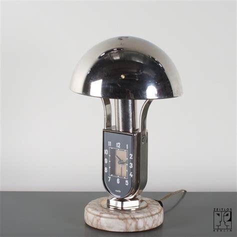 Bed side table lamp with integrated alarm clock in the style of Bauhaus ...
