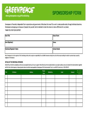 Greenpeace Sponsors - Fill Online, Printable, Fillable, Blank | pdfFiller